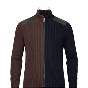 KARL LAGERFELD MENS
RIBBED FULLZIP COLORBLOCK
SWEATER BROWN/BLCK